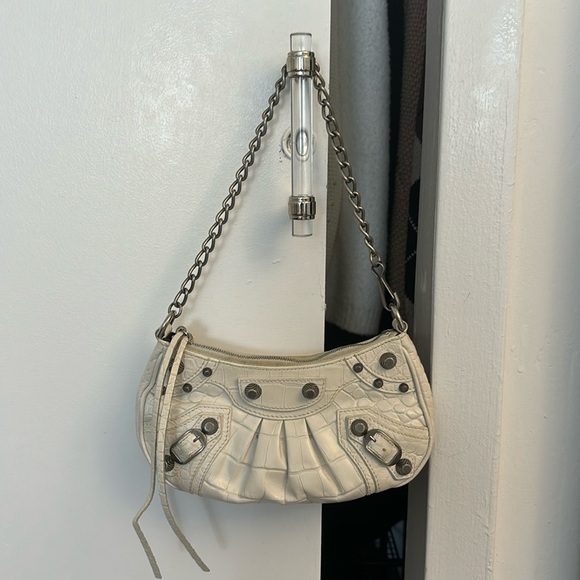 Balenciaga - Women’s Le Cagole Mini Bag with Chain - Optic white one size - Picture 1 of 2